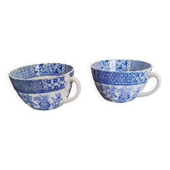 Lot de 2 tasses à thé ou café anglaises bleues et or , Blairs , England