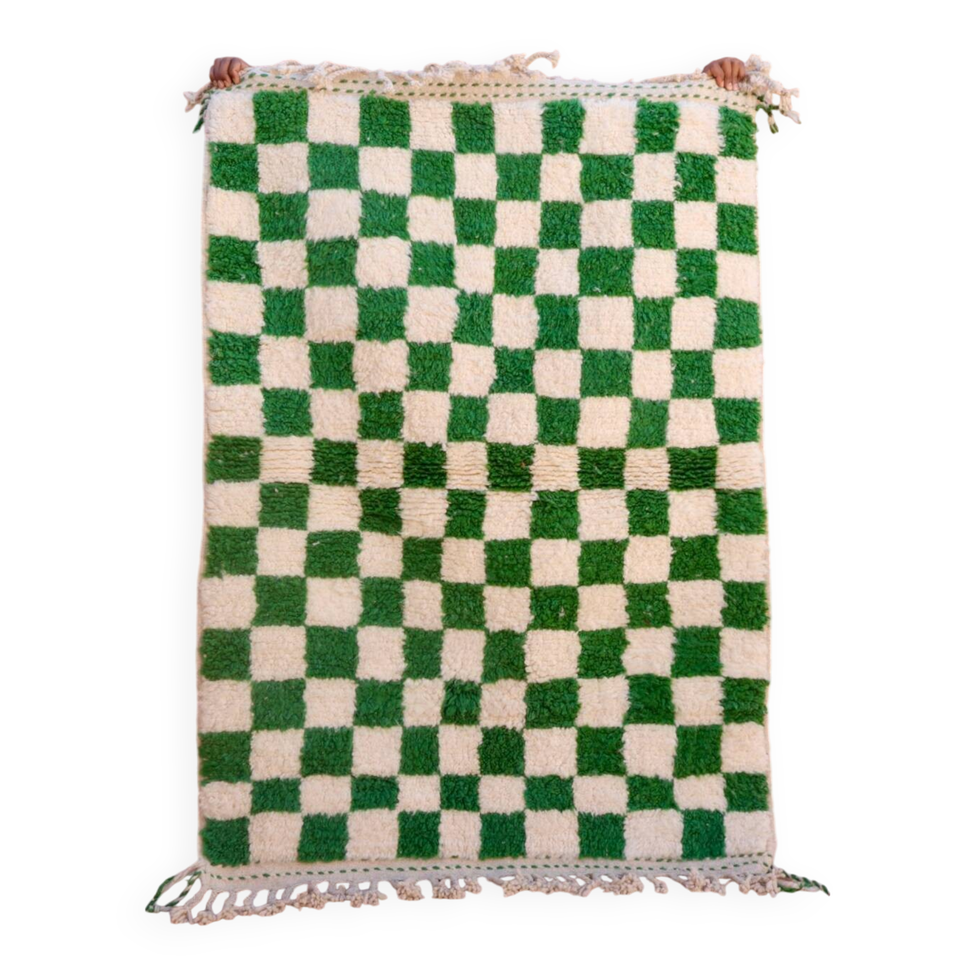 Fir green checkered Berber rug