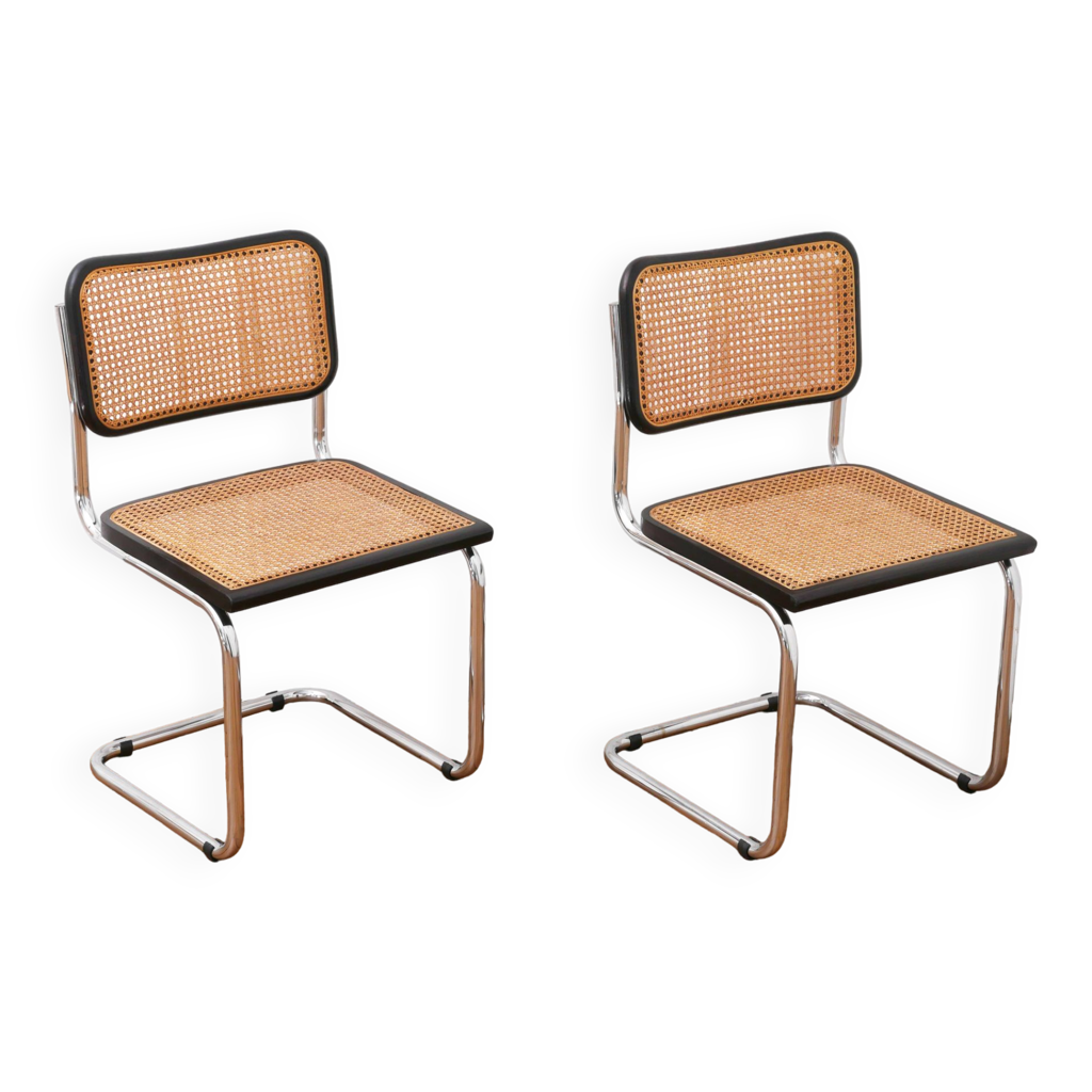 2 Chaises Cesca B32 Breuer Made In Italy - Cannage Assises Refait - Foto 10