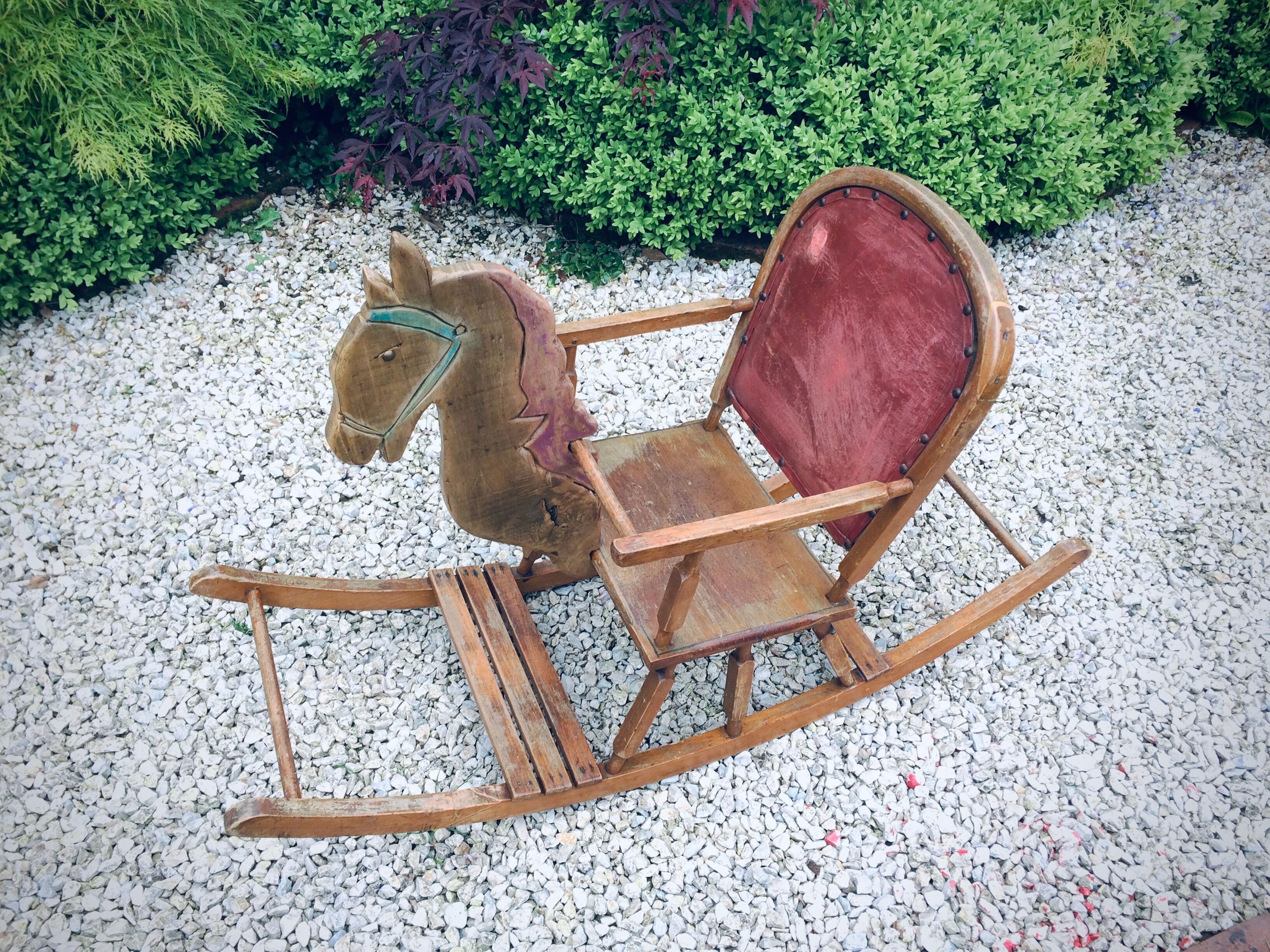 Child rocking horse wooden