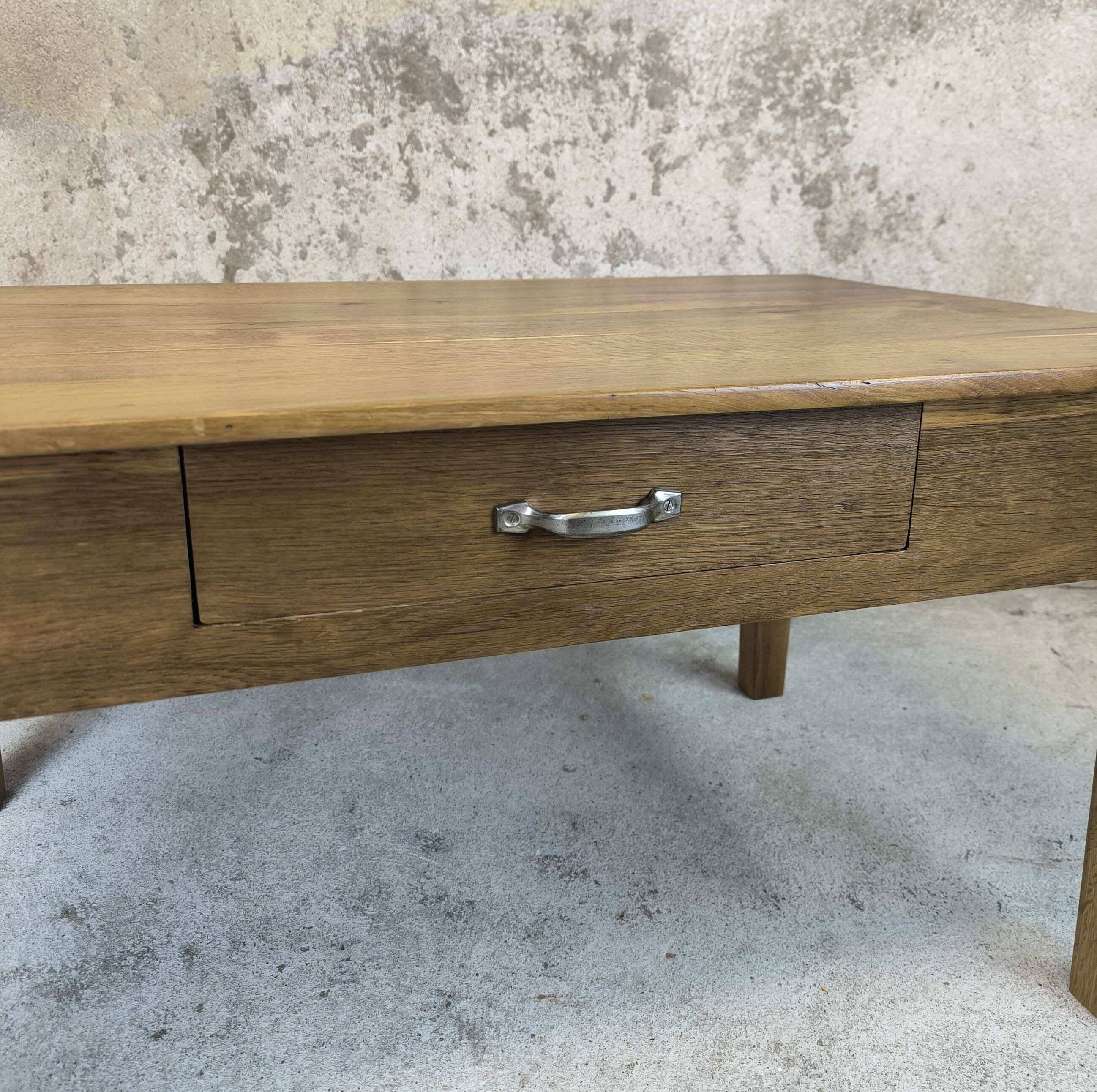 Vintage farmhouse coffee table made of solid wood.