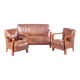 Vintage Art Deco Lounge Set in Walnut and Leather, 1930s, Set of 3