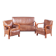 Vintage Art Deco Lounge Set in Walnut and Leather, 1930s, Set of 3