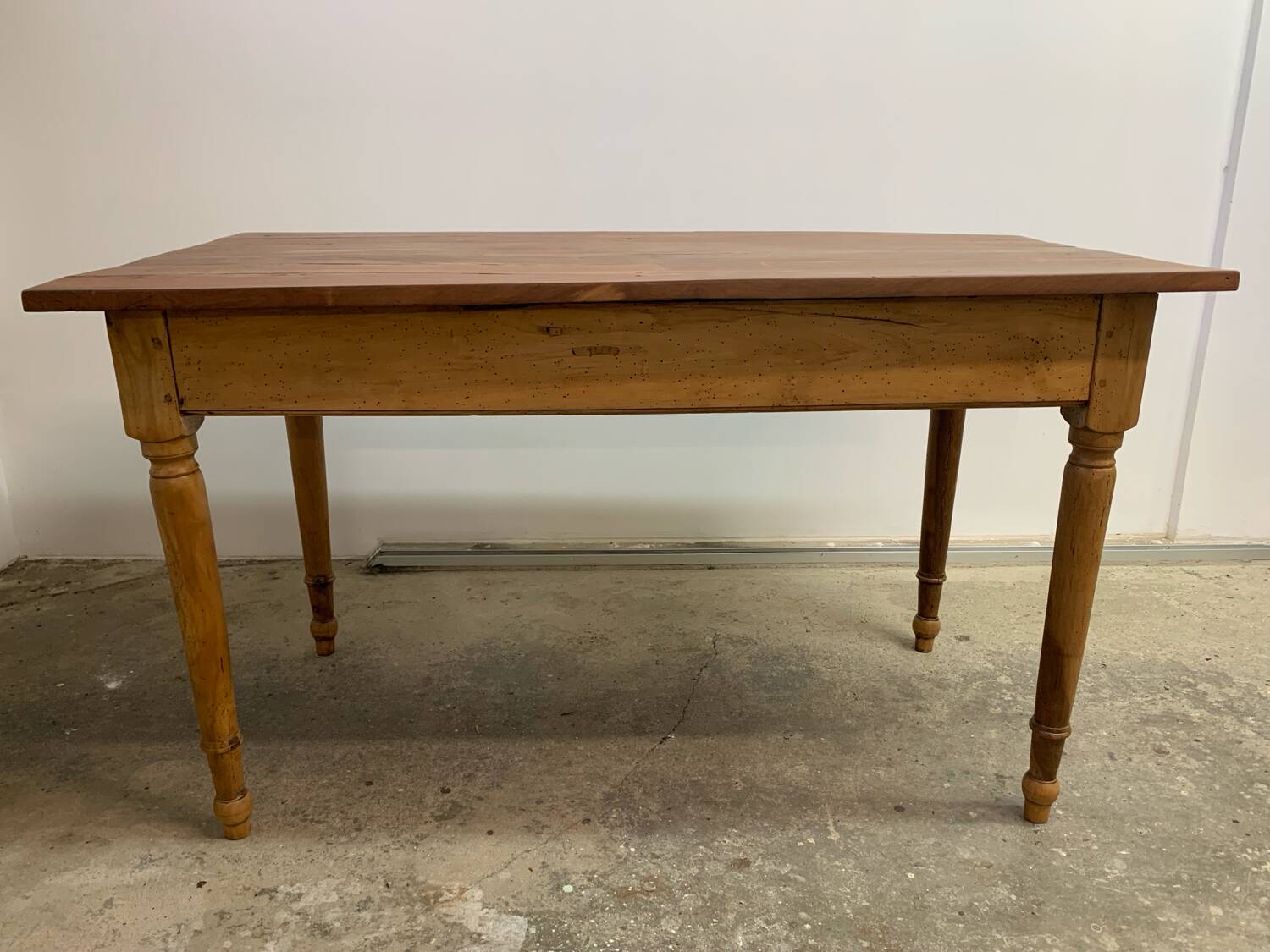 Old walnut farm table with pulls