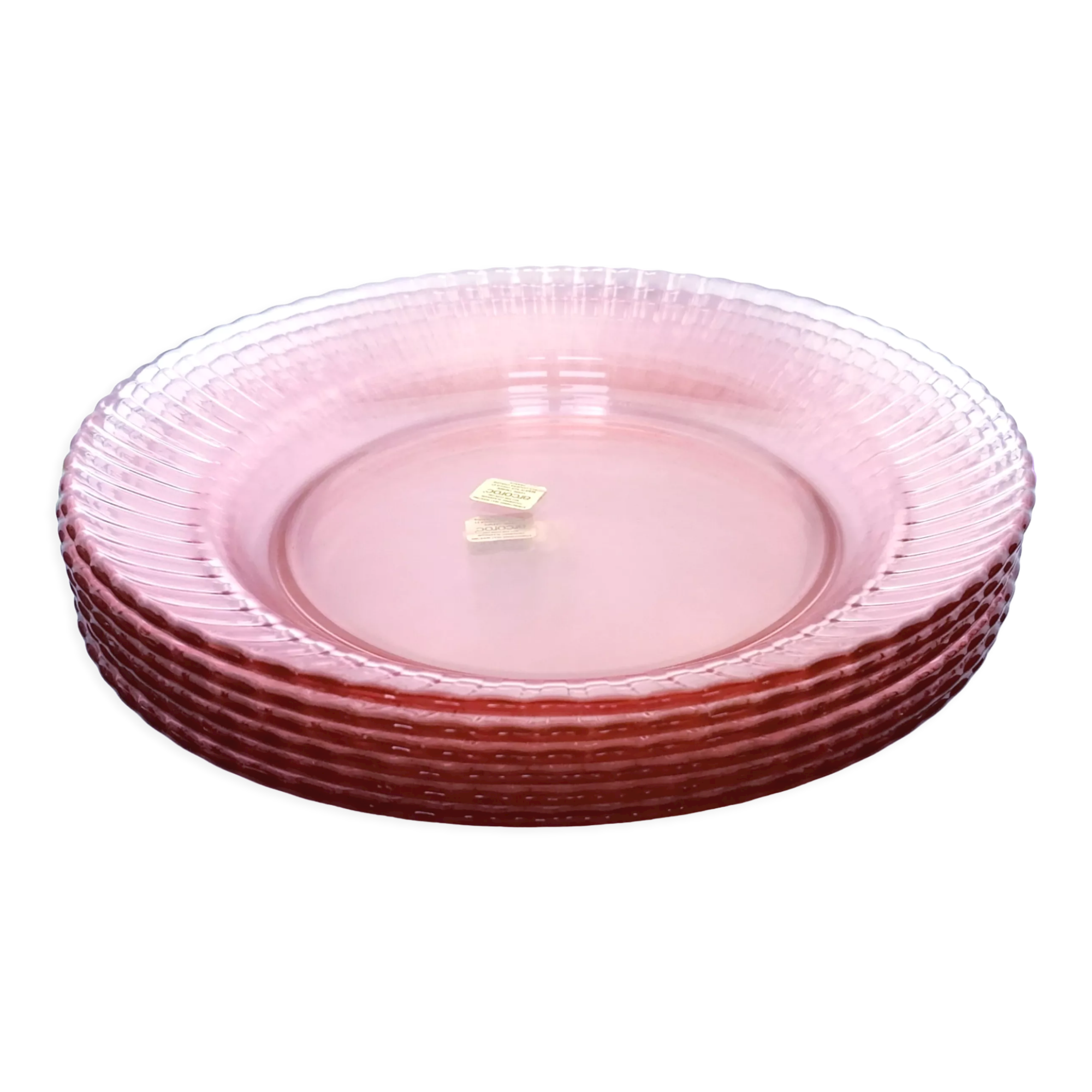 6 hollow plates glass pink Arcoroc