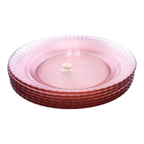 6 hollow plates glass pink Arcoroc