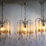 Lustre murano gouttes en cristal ambre