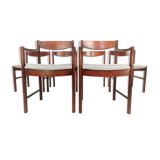 Set of 6 newly upholstered Mcintosh grey herringbone rosewood dining chairs