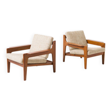 Ensemble de 2 chaises faciles en teck par Arne Wahl Iversen pour Komfort, Danemark, années 1960.
