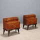 Pair of vintage bedside tables in exotic wood veneer, design, Italy, 1950s