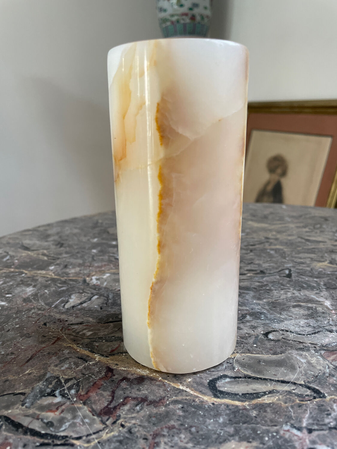 Vase vintage en onyx 1970