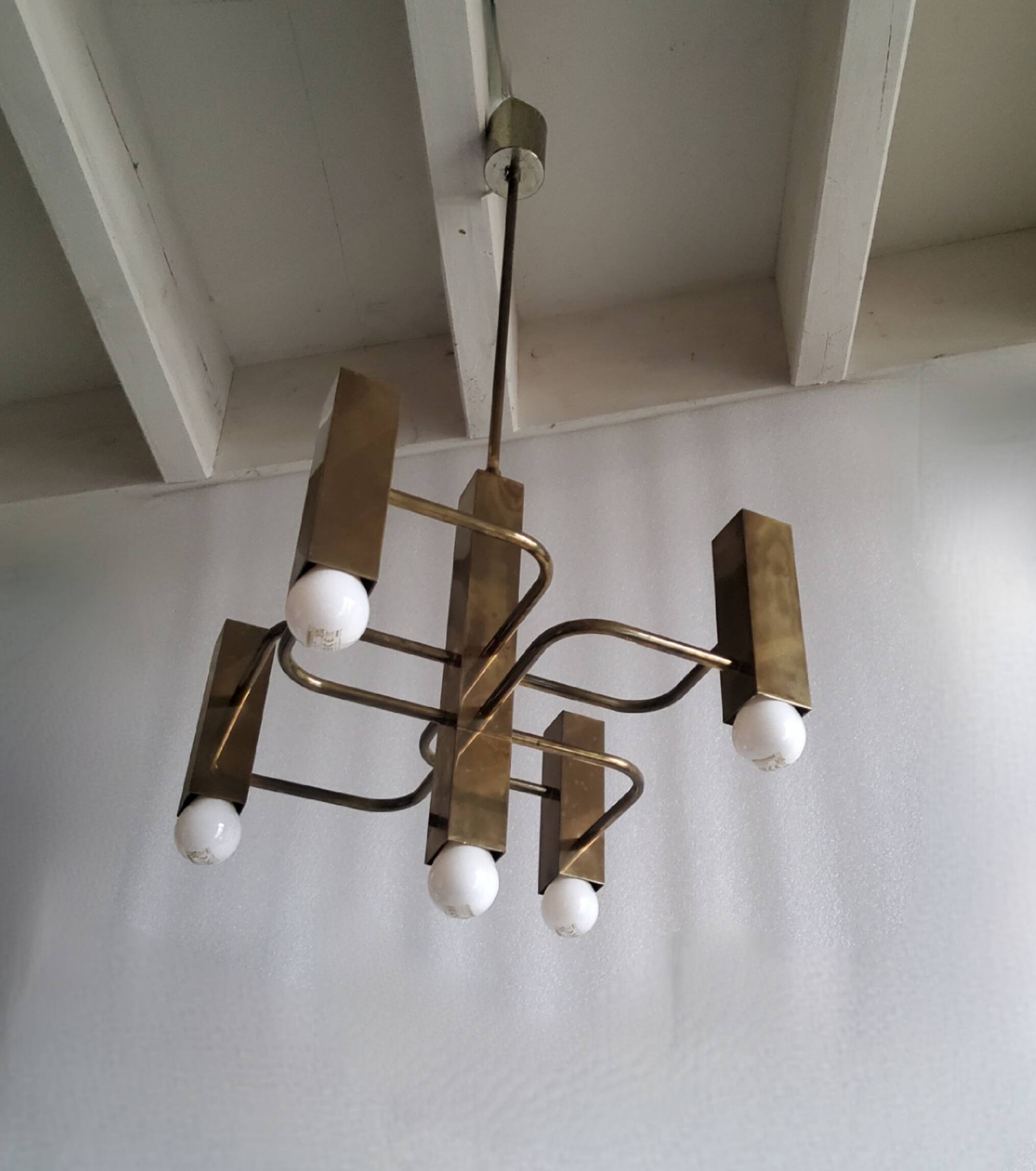 Lustre vintage Sciolari 5 feux par Boulanger 1970