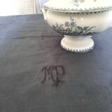 Old damask tablecloth with monogram