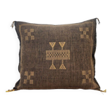 Coussin berbère en soie de cactus marron