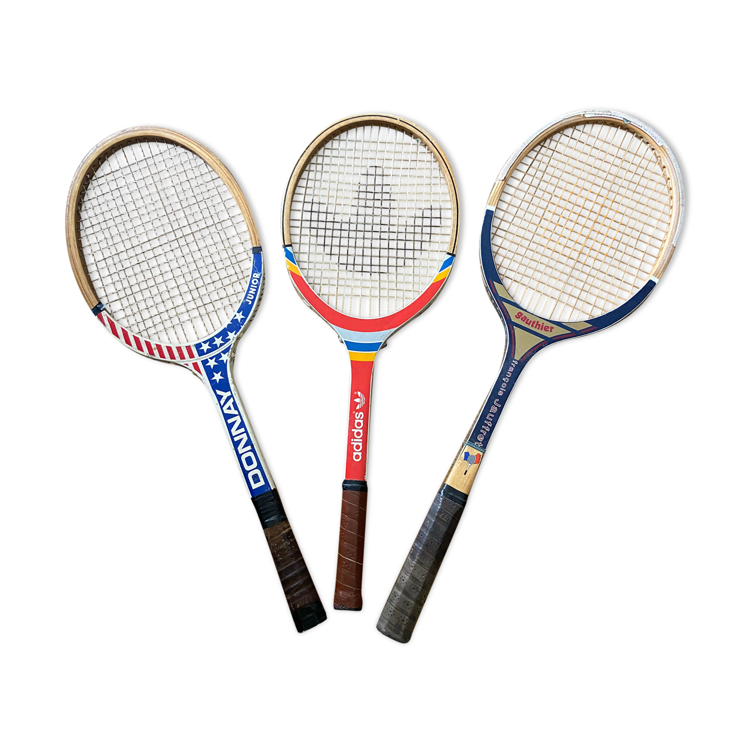 Series of 3 vintage wooden rackets