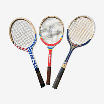 Series of 3 vintage wooden rackets