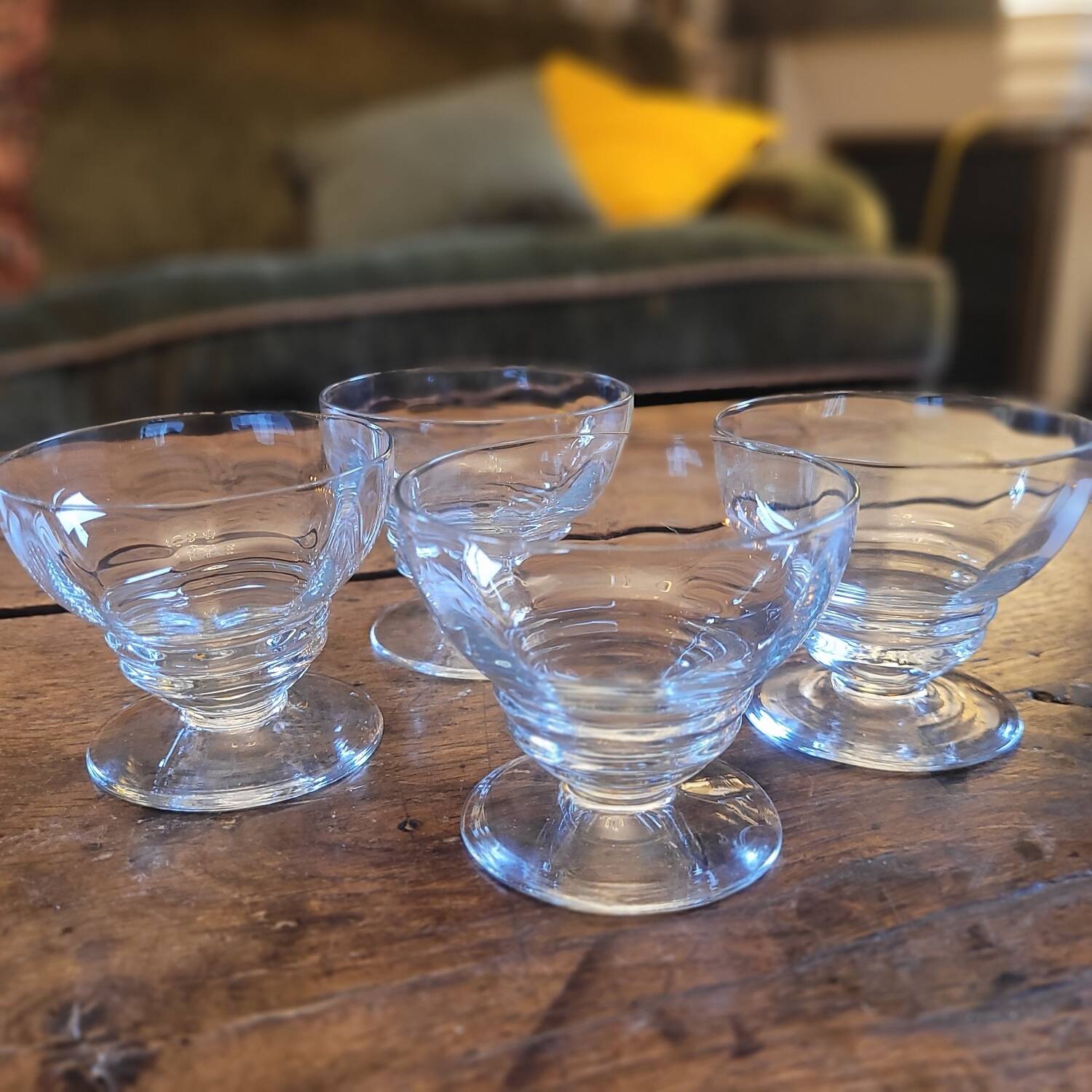 4 pressed glass cups – France – 1950s–1960s