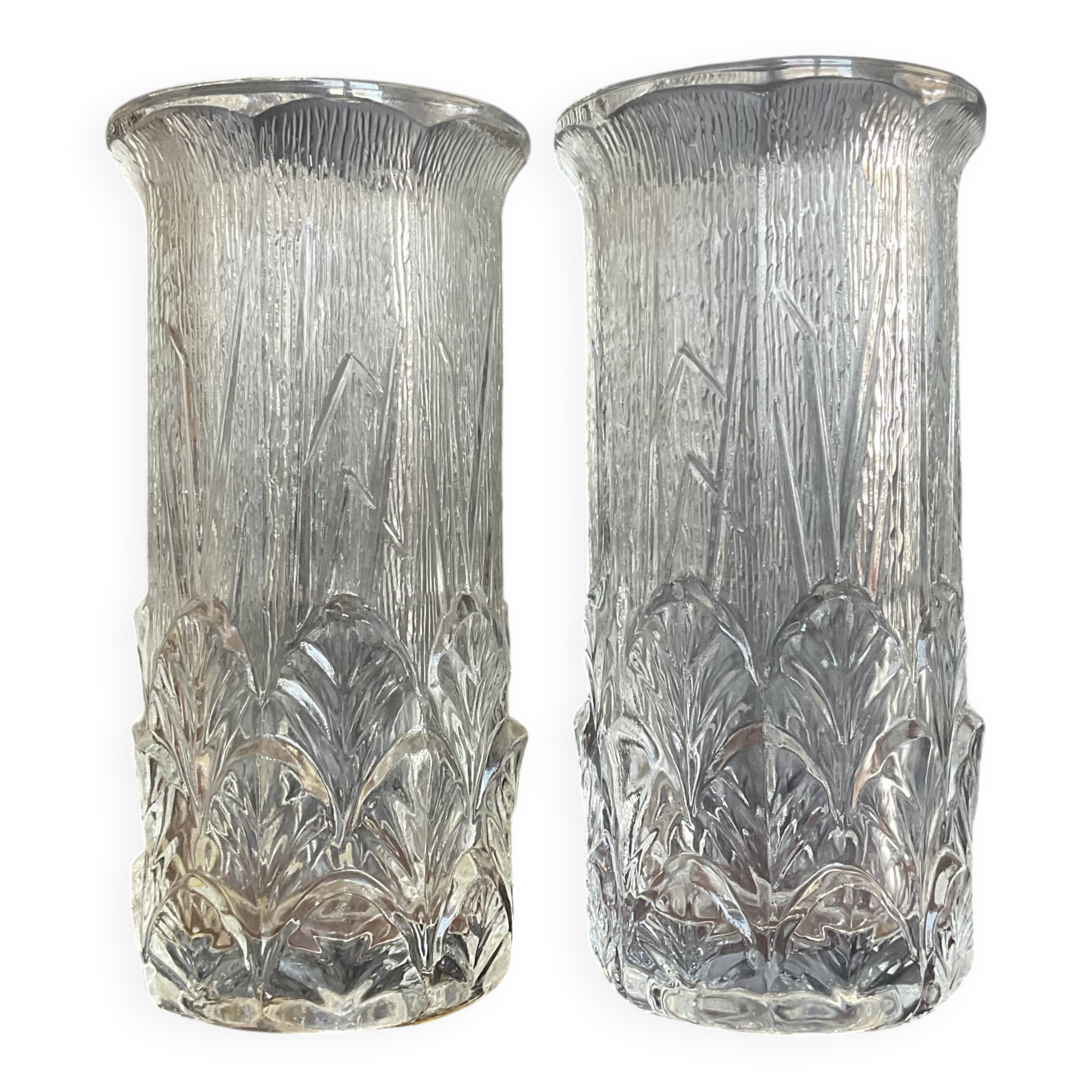 Pair of vintage pressed glass vases