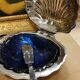 Vintage silver metal butter in shell shape