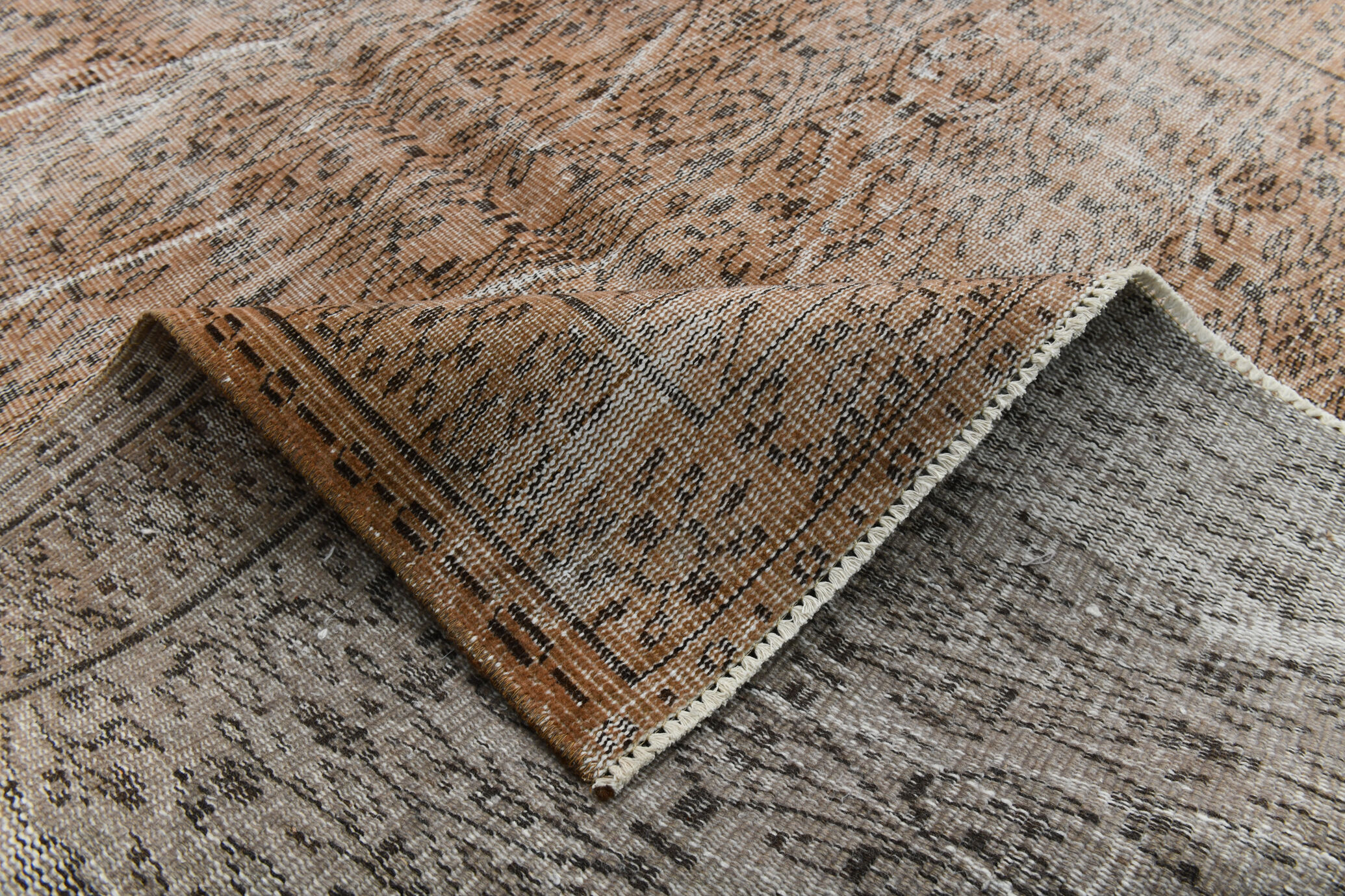 5x8 brunt orange floral vintage rug, 151x244cm