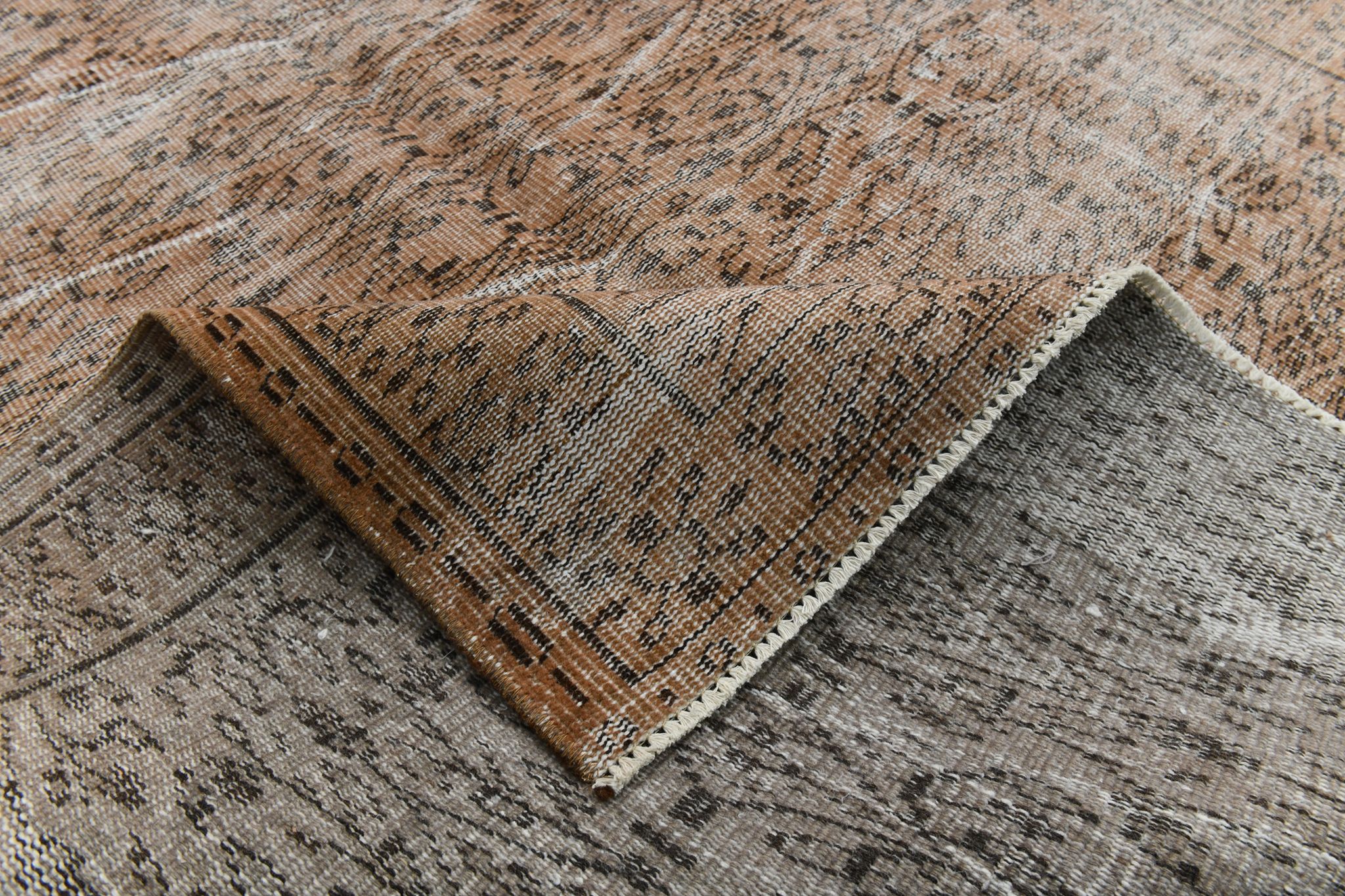 5x8 brunt orange floral vintage rug, 151x244cm