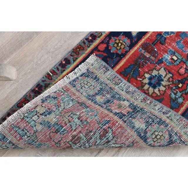 Tapis couloir fait main en laine et coton Oushak turc des années 1970, 44x251.