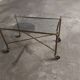 Rolling coffee table in vintage gilded bronze