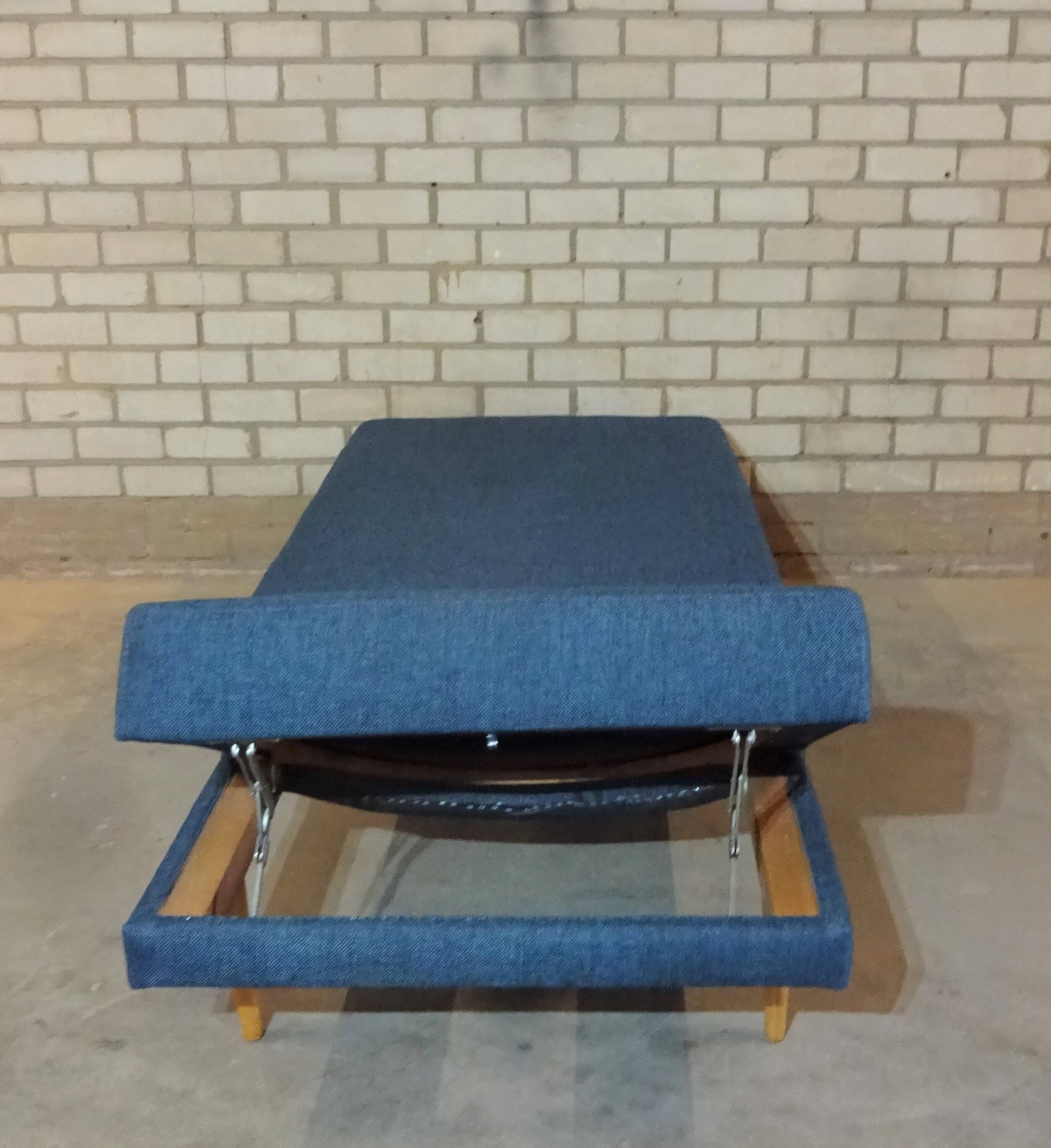 Rare multifunctional sofa/daybed with adjustable headrest 1960, restored