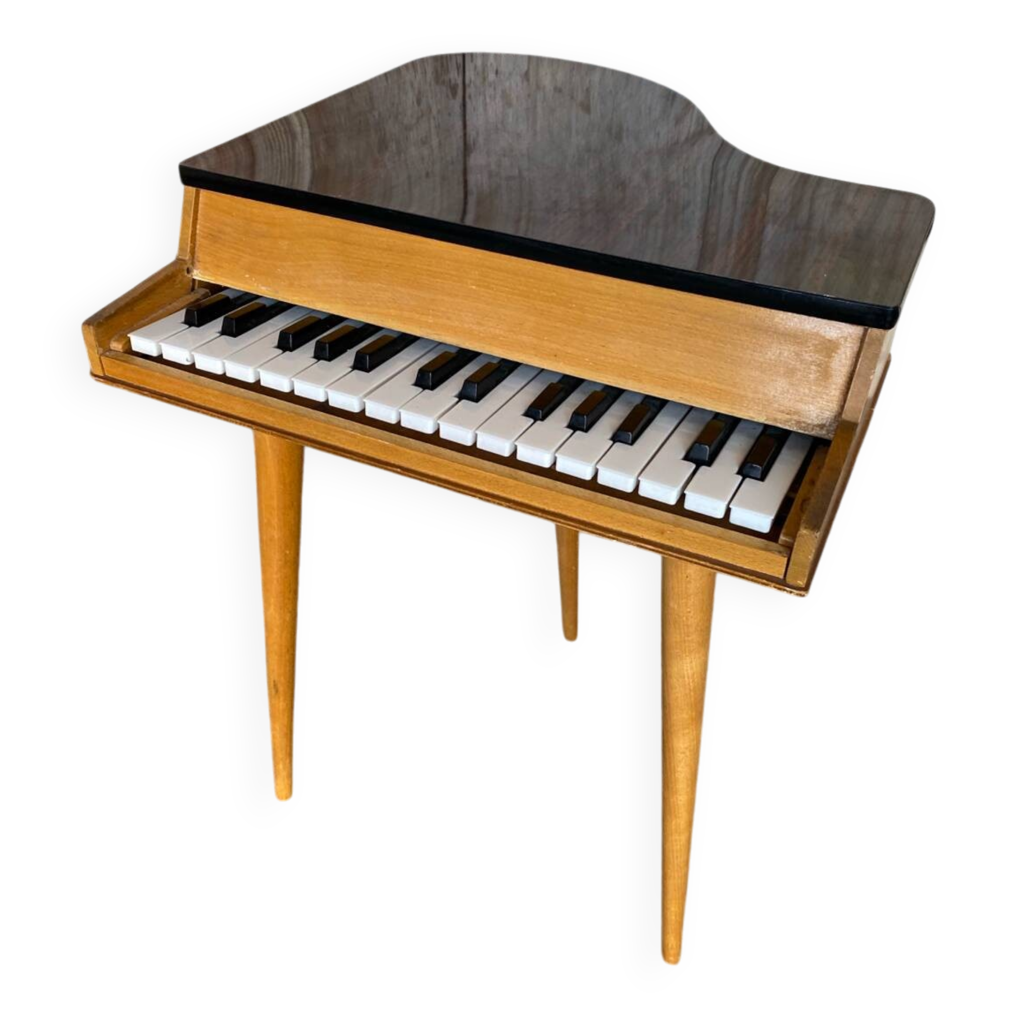 Piano a child's old wood + formica compass legs 1960s vintage