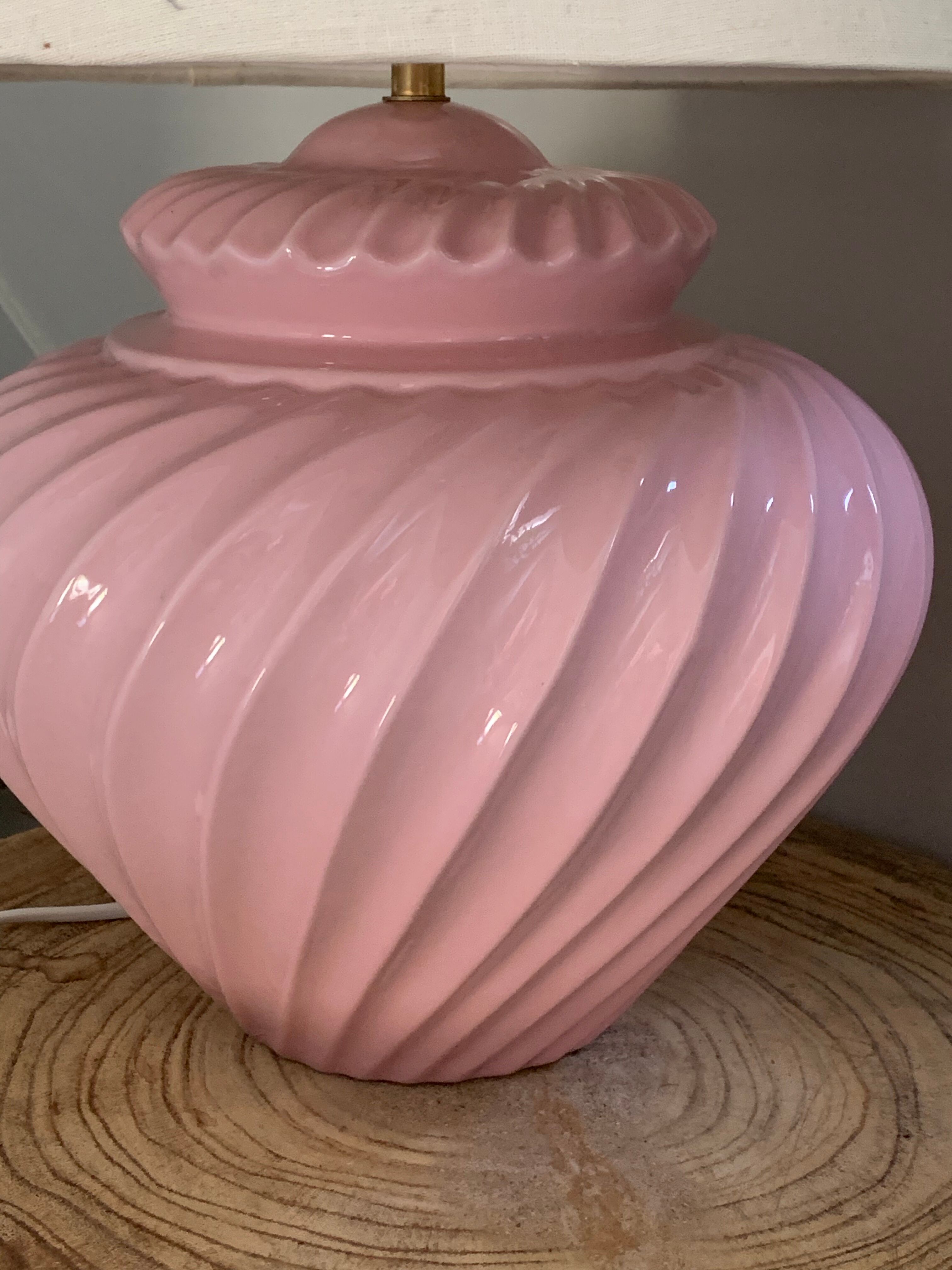 Vintage pink ceramic lamp