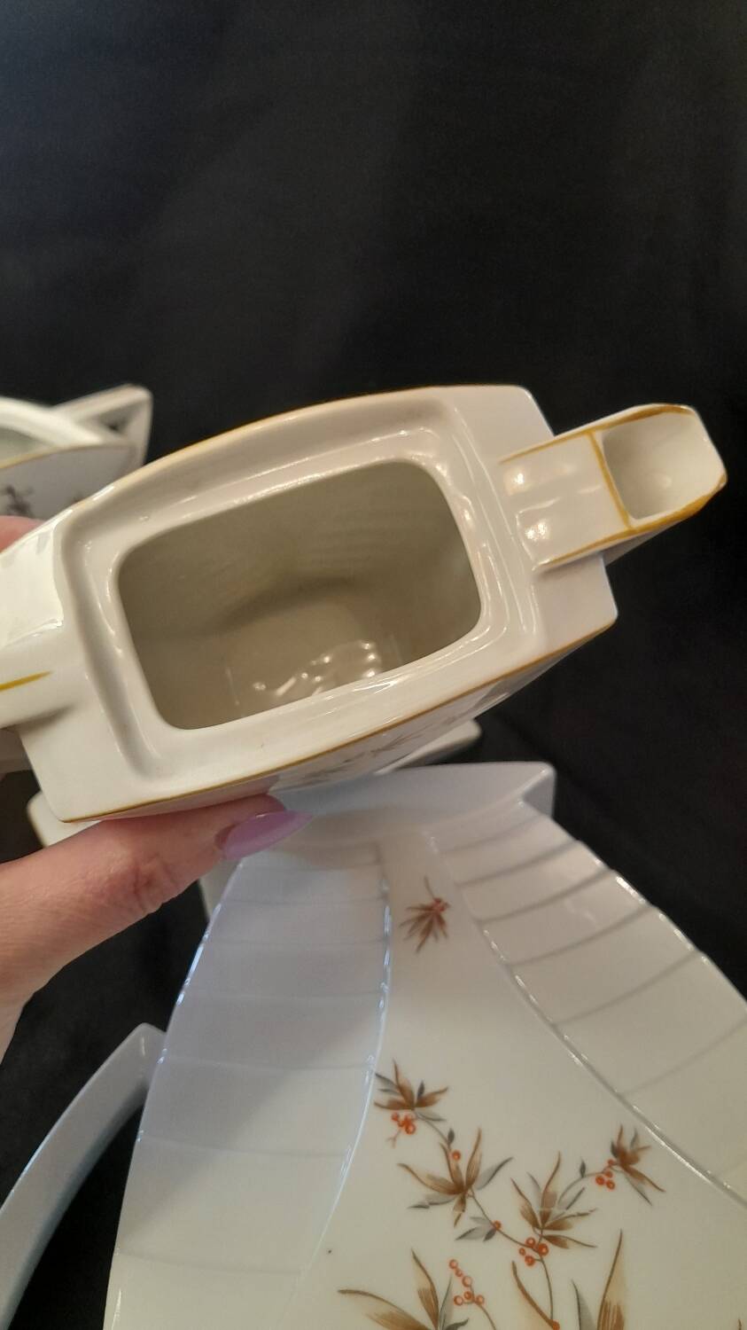 Art deco style coffee service 1 coffee maker, 1 milk jug, and 1 sugar bowl