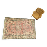 Turkish Blush Oushak Rug 6x9 Muted Vintage Rug -Beige Area Carpet  MOON.131