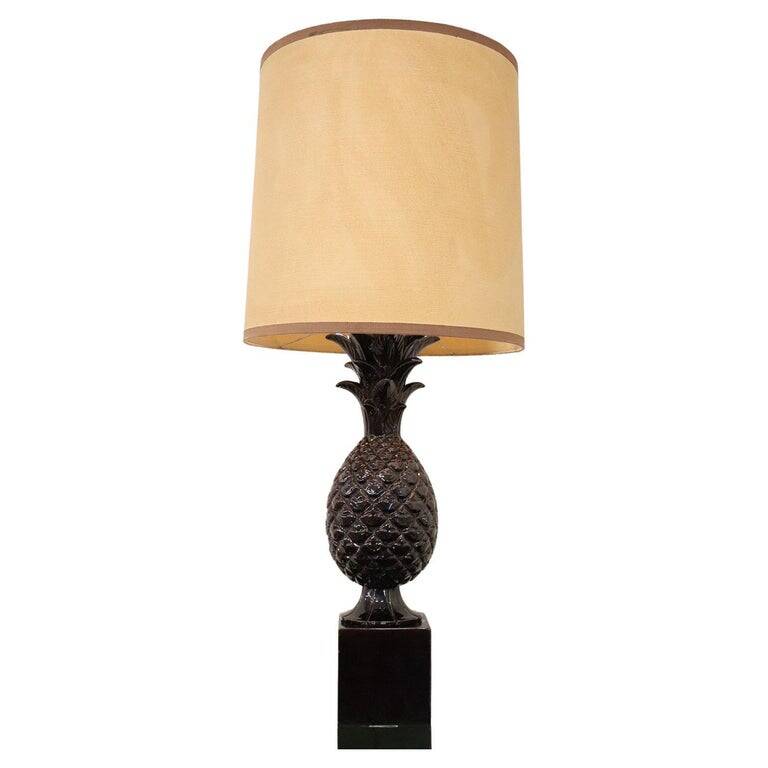 Vintage Brown Ceramic Pineapple Desk Lamp, 1970s