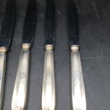 6 table knives in silver metal model coquille