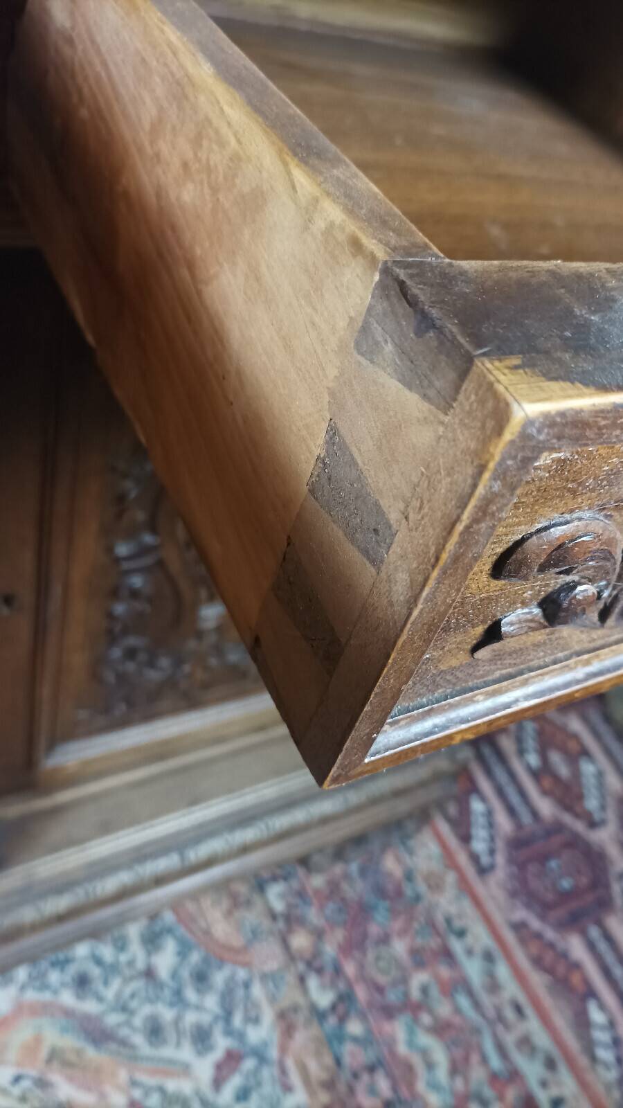 19th-century walnut buffet with two bodies.