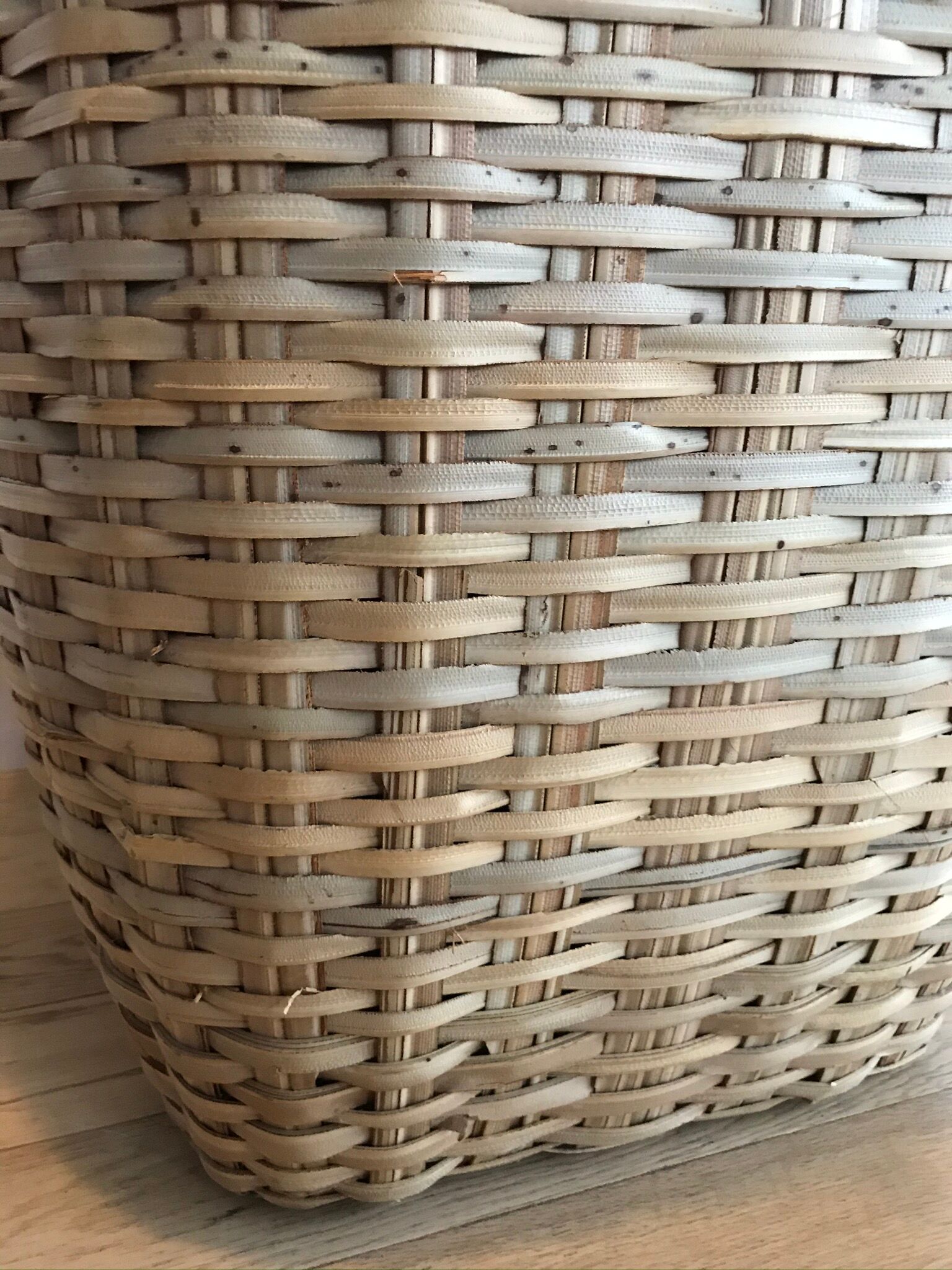 Large wicker/vintage bamboo laundry basket with lid