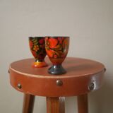hand-painted wooden egg cups artisanal manufacturing folklore Russian crafts