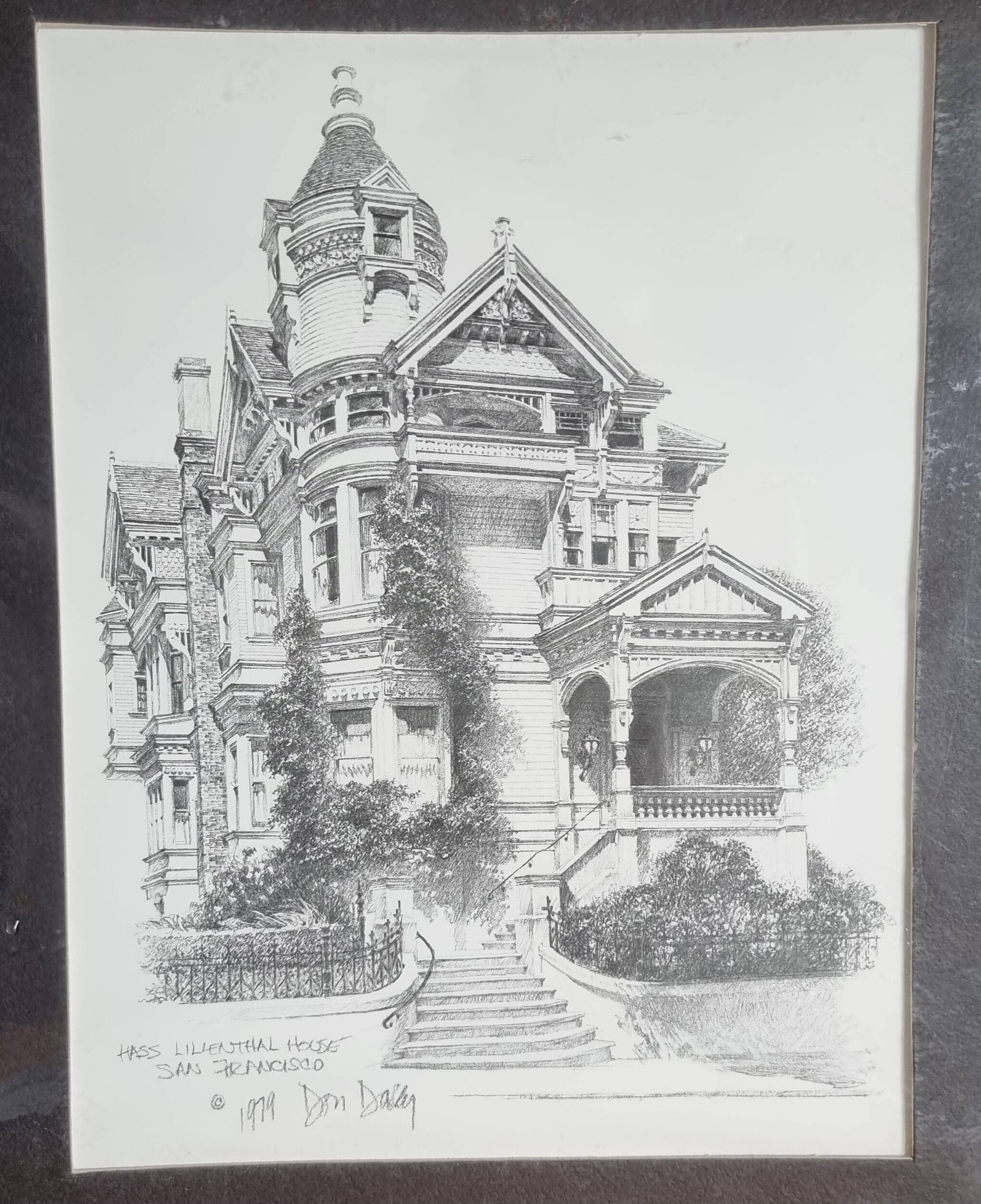 Engraving by Don Davey The Hass Lilienthal House San Francisco 1979