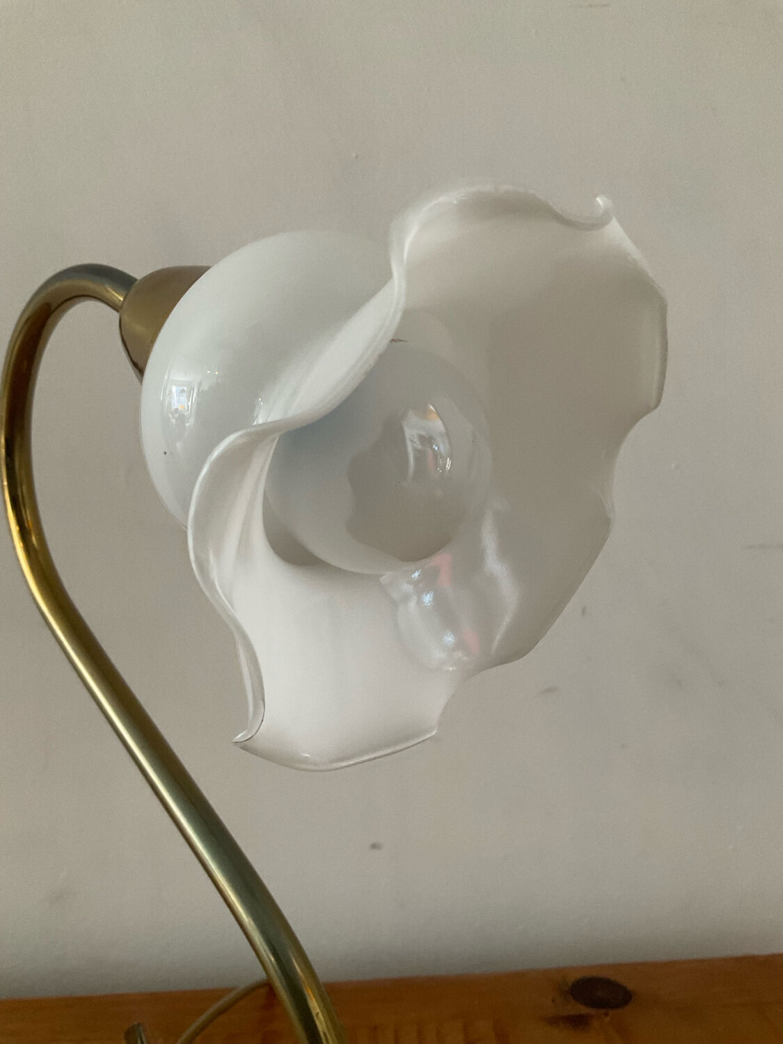 Vintage brass and opaline lamp