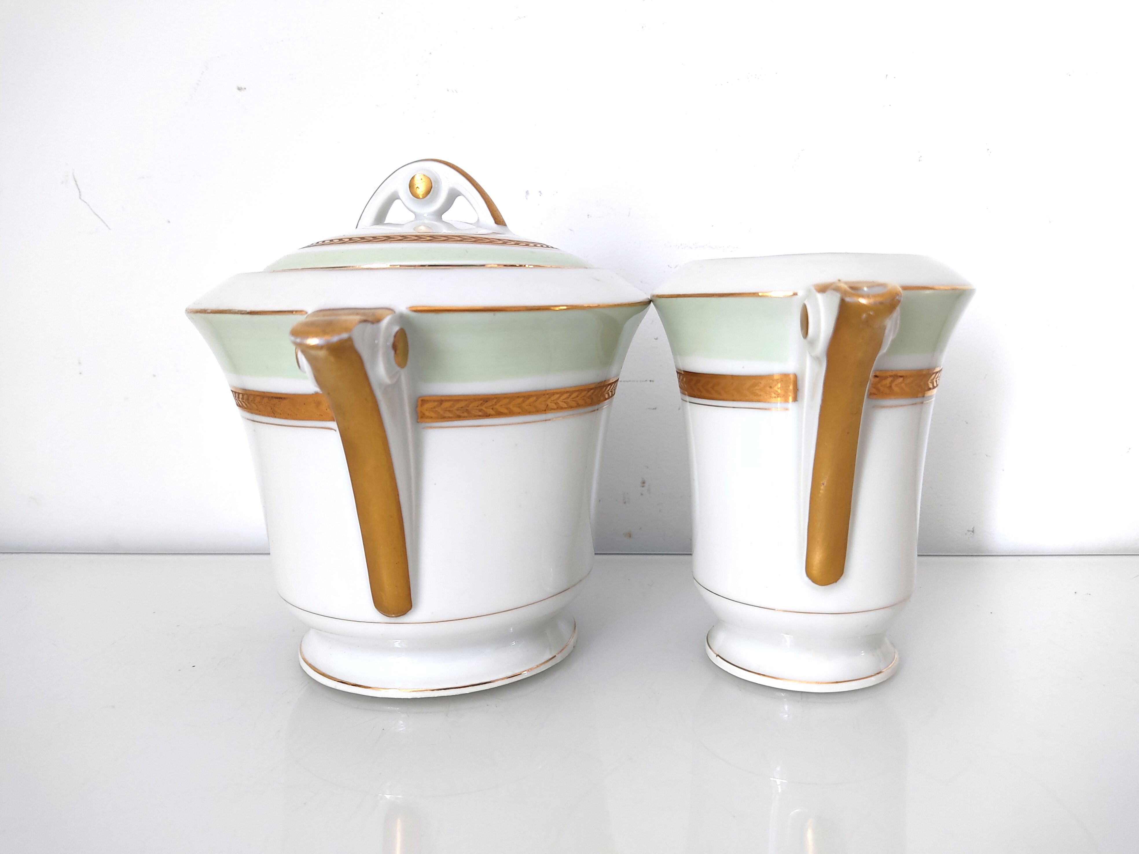 Coffee maker, milk jug and sugar jar porcelain JL&Cie Limoges
