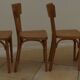 6 vintage Baumann wooden bistro chairs in their patina