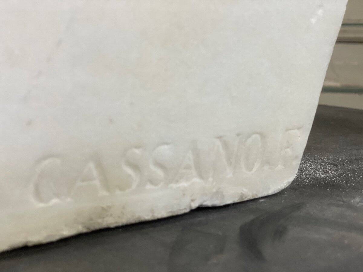 White marble statue bust signed Cassano