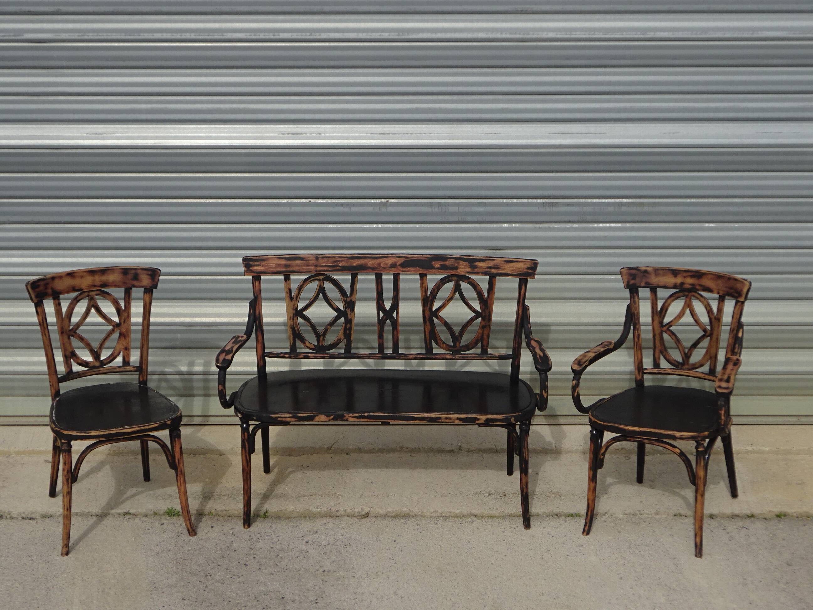 Baumann salon, armchair, bench and bistro chair