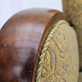 Années 1950-60, canapé danois 3 places, état d'origine, coton/laine, bois de hêtre.