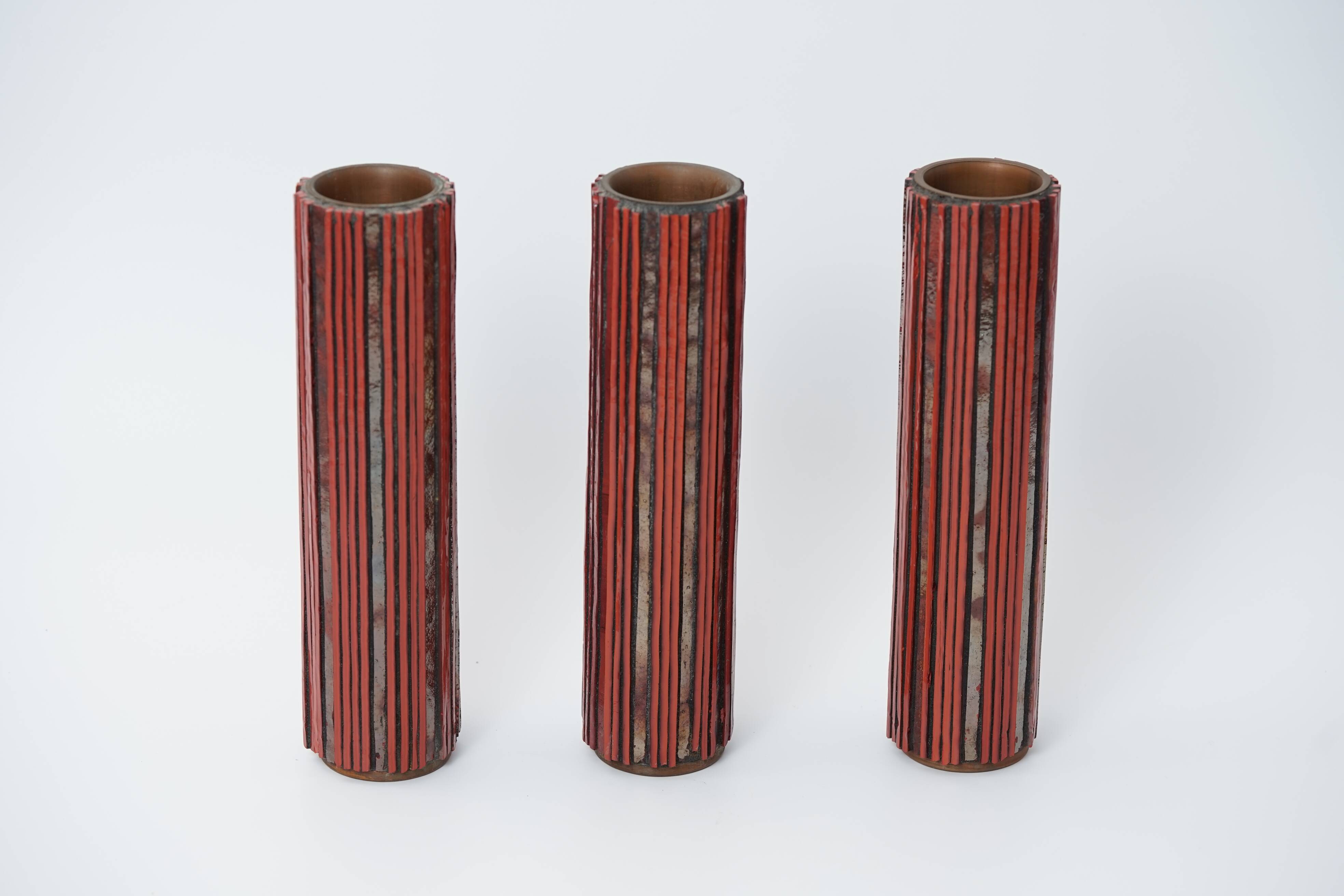 Pottery Mosaic Vases by W. Zimmermann for Ritter Set of 3