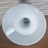 Industrial pendant lamp enamelled blue grey, vintage, 50s