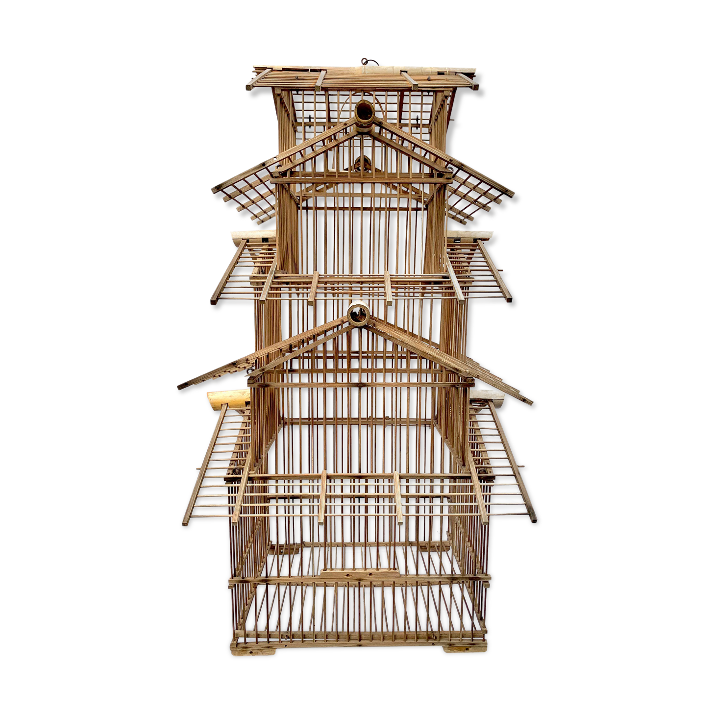 Large vintage bamboo birdcage