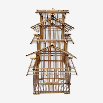 Large vintage bamboo birdcage