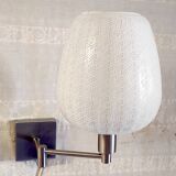Wall lamp - reading light in chromed metal and opaline globe - 20th century