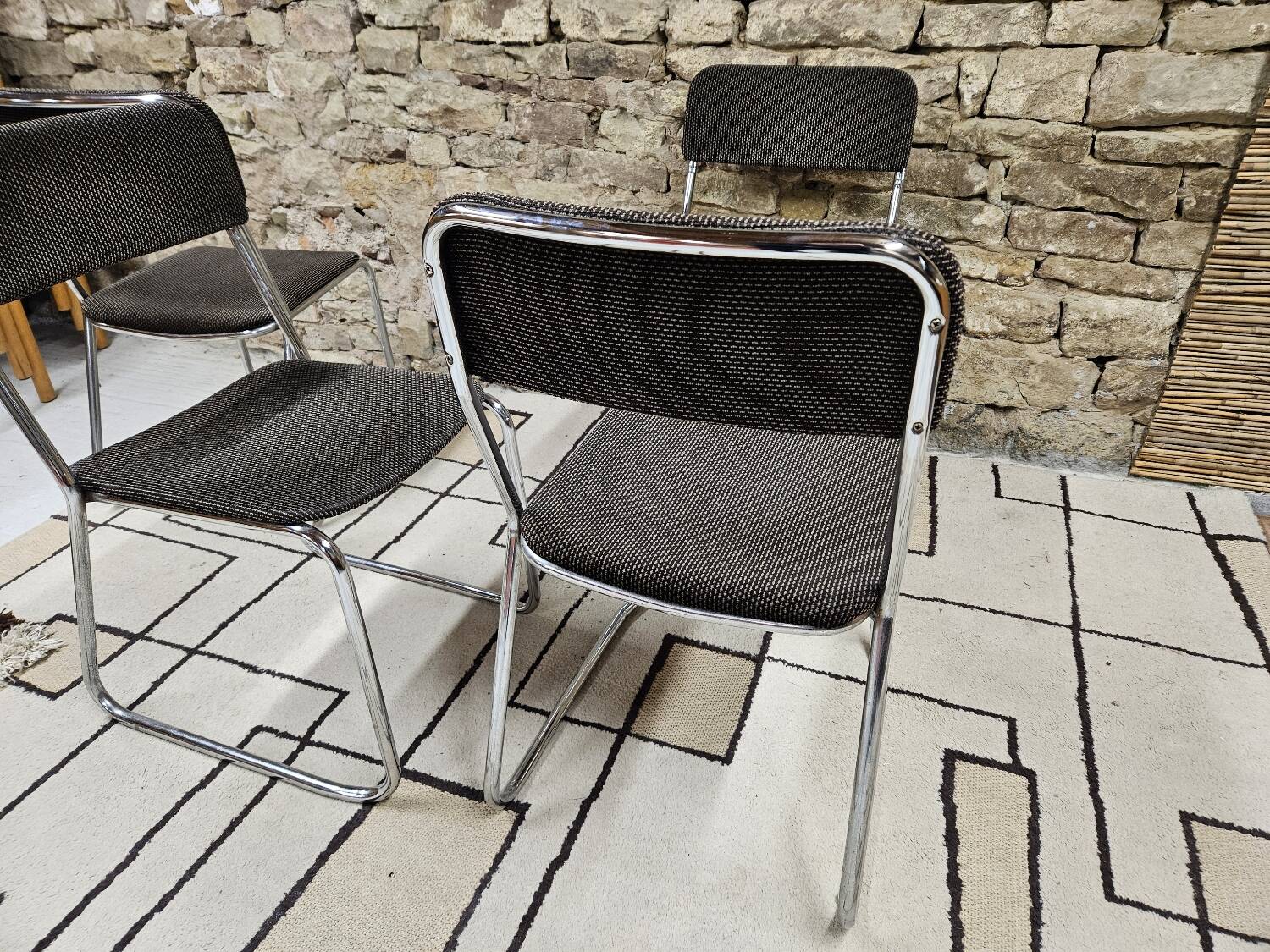 Set of four vintage 1970 sled chairs